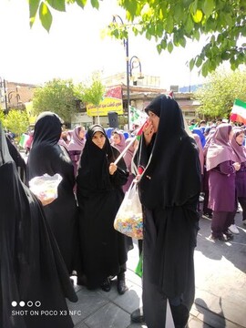 حضور طلاب موسسه آموزش عالی ریحانة الرسول ساوه در اجتماع بزرگ حامیان حمله به هیمنه رژیم منحوس اسرائیل