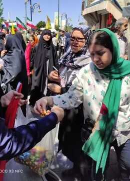 حضور طلاب موسسه آموزش عالی ریحانة الرسول ساوه در اجتماع بزرگ حامیان حمله به هیمنه رژیم منحوس اسرائیل