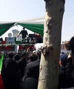 تصاویر/ حضور طلاب مدارس علمیه خواهران استان تهران (سلام‌الله‌علیها) در مراسم تشییع شهدای مظلوم ترور رژیم صهیونیستی