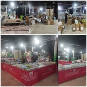 آماده‌سازی غرفه مرکز نشر هاجر در دهمین نمایشگاه کتب حوزوی و معارف اسلامی خراسان