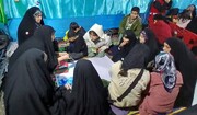فعالیت گروه جهادی طلاب مدرسه علمیه سیدة النساءسلام الله علیها در غرفه میدان ابوذر