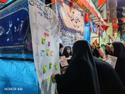 طرح «مشق تمدن» در غرفه بانوی تمدن‌ساز برگزار شد/ تبیین نقش محوری زنان در اندیشه‌های رهبر شهید